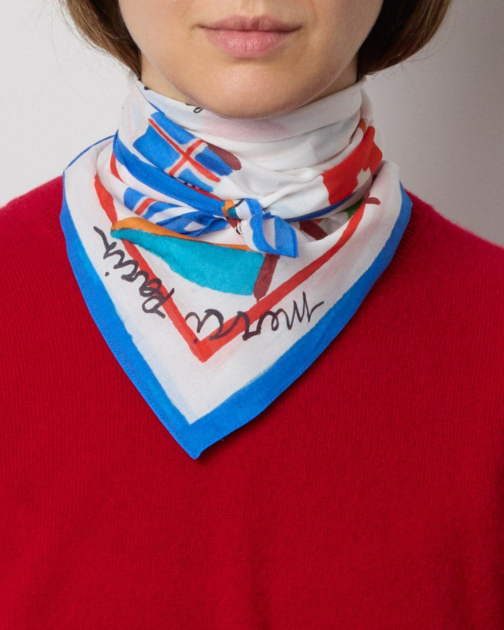 Merci - European Flags Bandana - Ecru & Blue