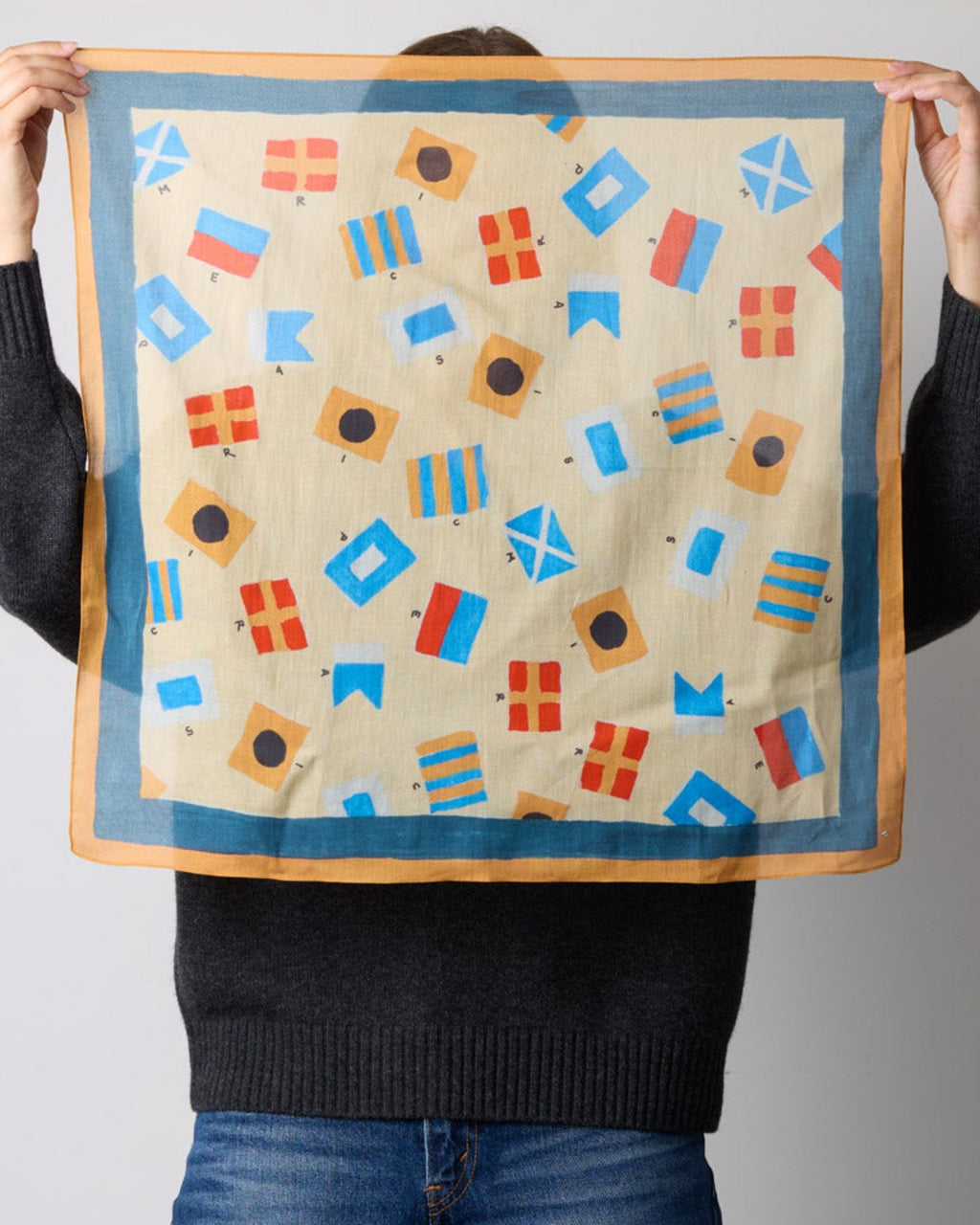 Merci - Nautical Pennants Bandana - Ecru Blue and Yellow