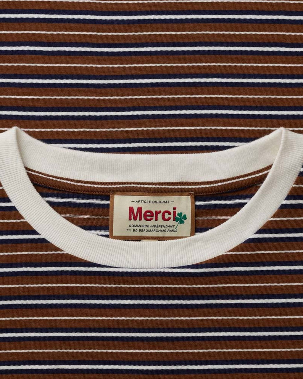 Merci - Rob Striped T-Shirt - Brown & Navy