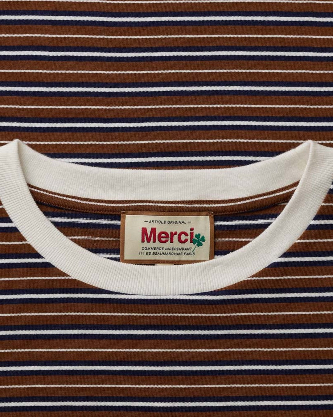 Merci - Rob Striped T-Shirt - Brown & Navy