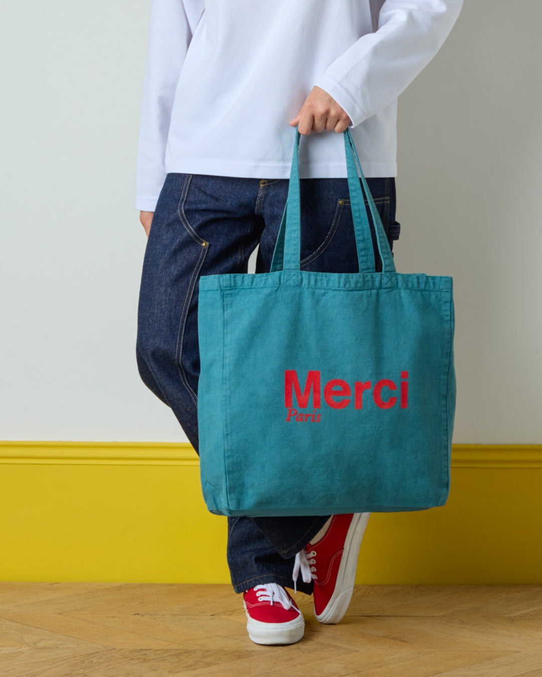 Merci - Tote Bag En Coton - Bleu & Rouge