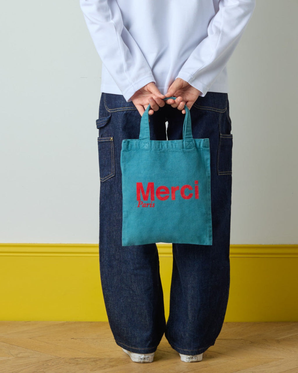 Merci - Cotton Tote Bag - Blue & Red