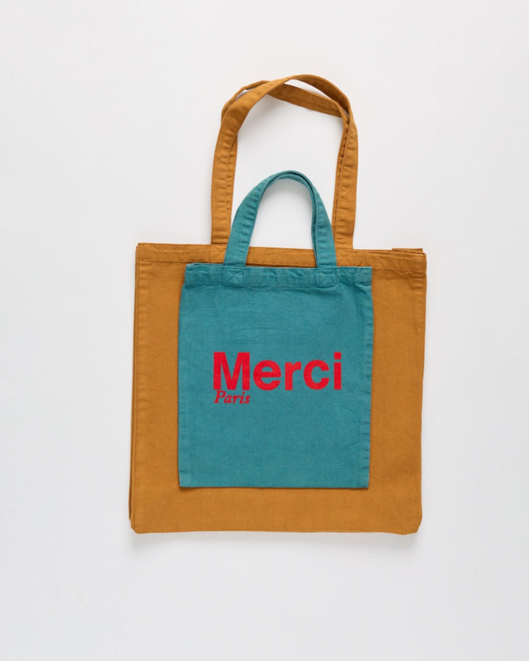 Merci - Cotton Tote Bag - Blue & Red