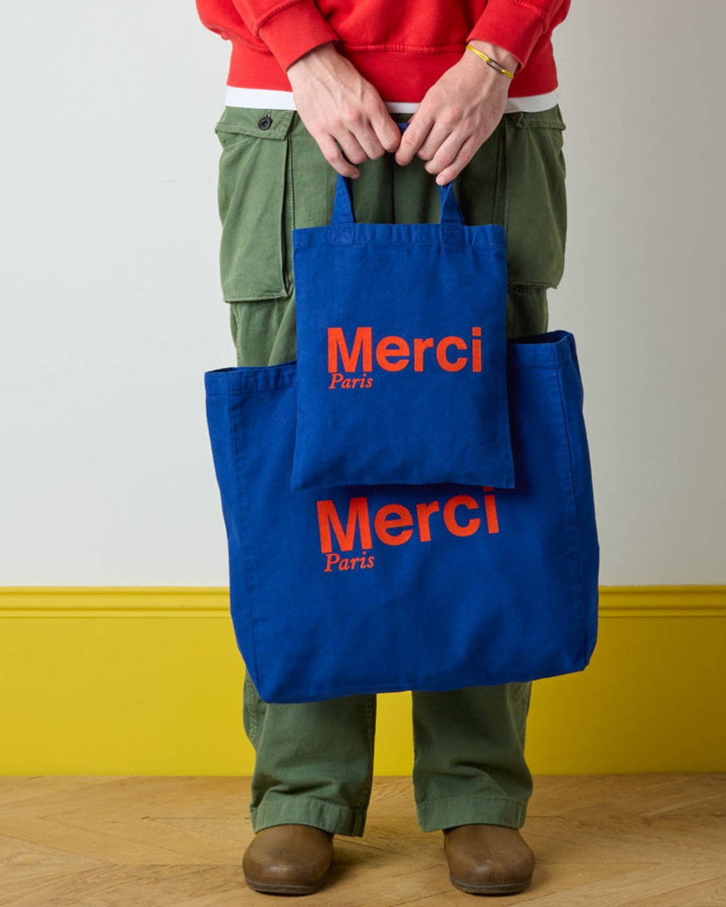Merci - Tote Bag En Coton - Marine & Orange