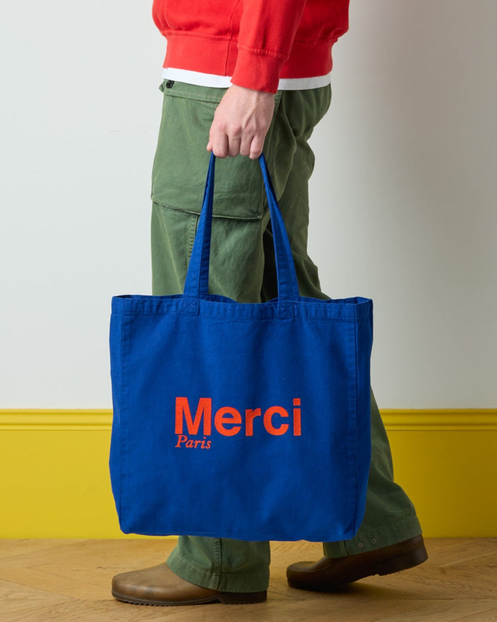Merci - Tote Bag En Coton - Marine & Orange