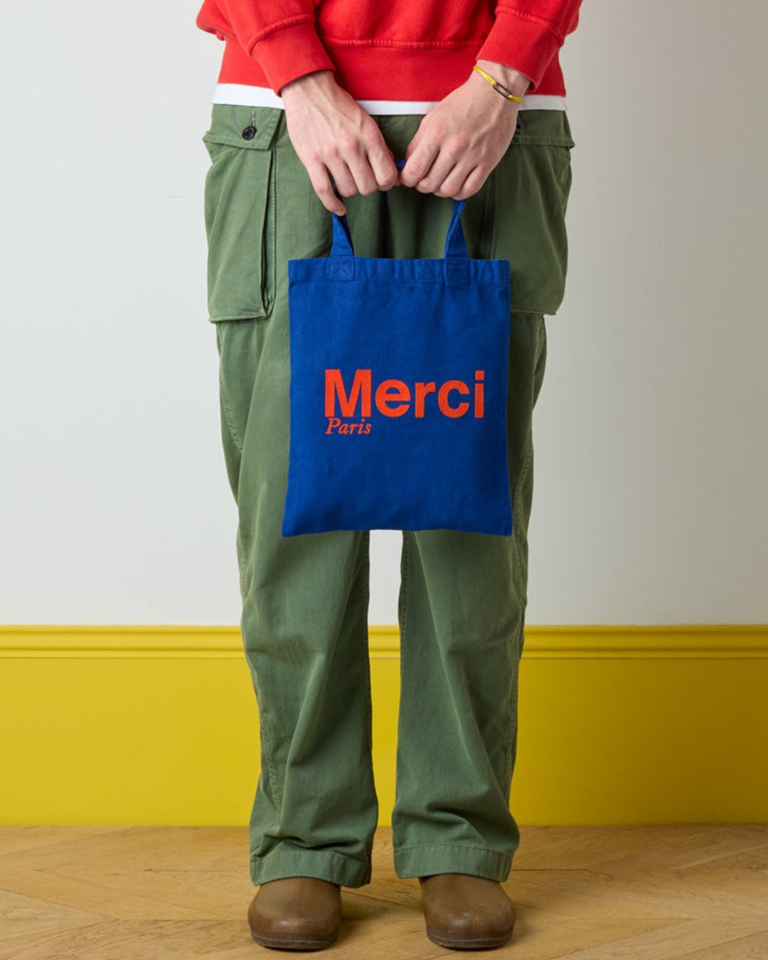 Merci - Tote Bag En Coton - Marine & Orange