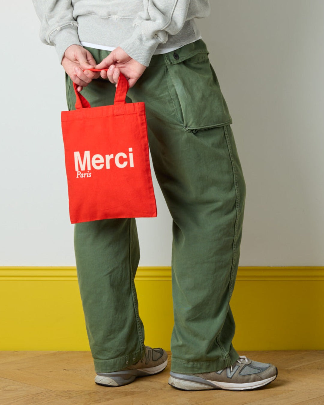 Merci - Cotton Tote Bag - Red & Ecru