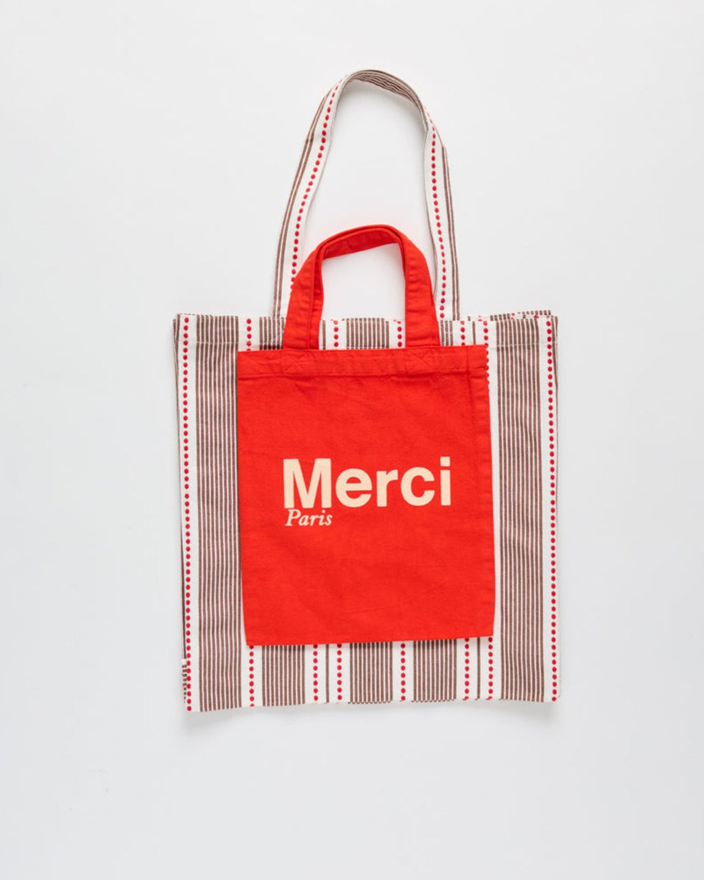 Merci - Cotton Tote Bag - Red & Ecru