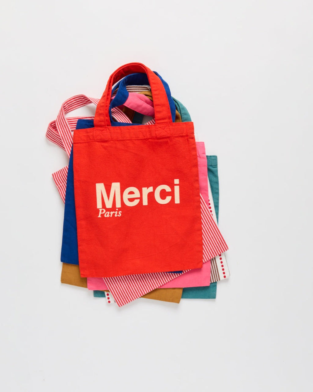 Merci - Cotton Tote Bag - Red & Ecru