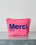 Merci - Pochette En Coton - Rose & Bleu