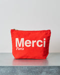 Merci - Pochette En Coton - Rouge & Ecru