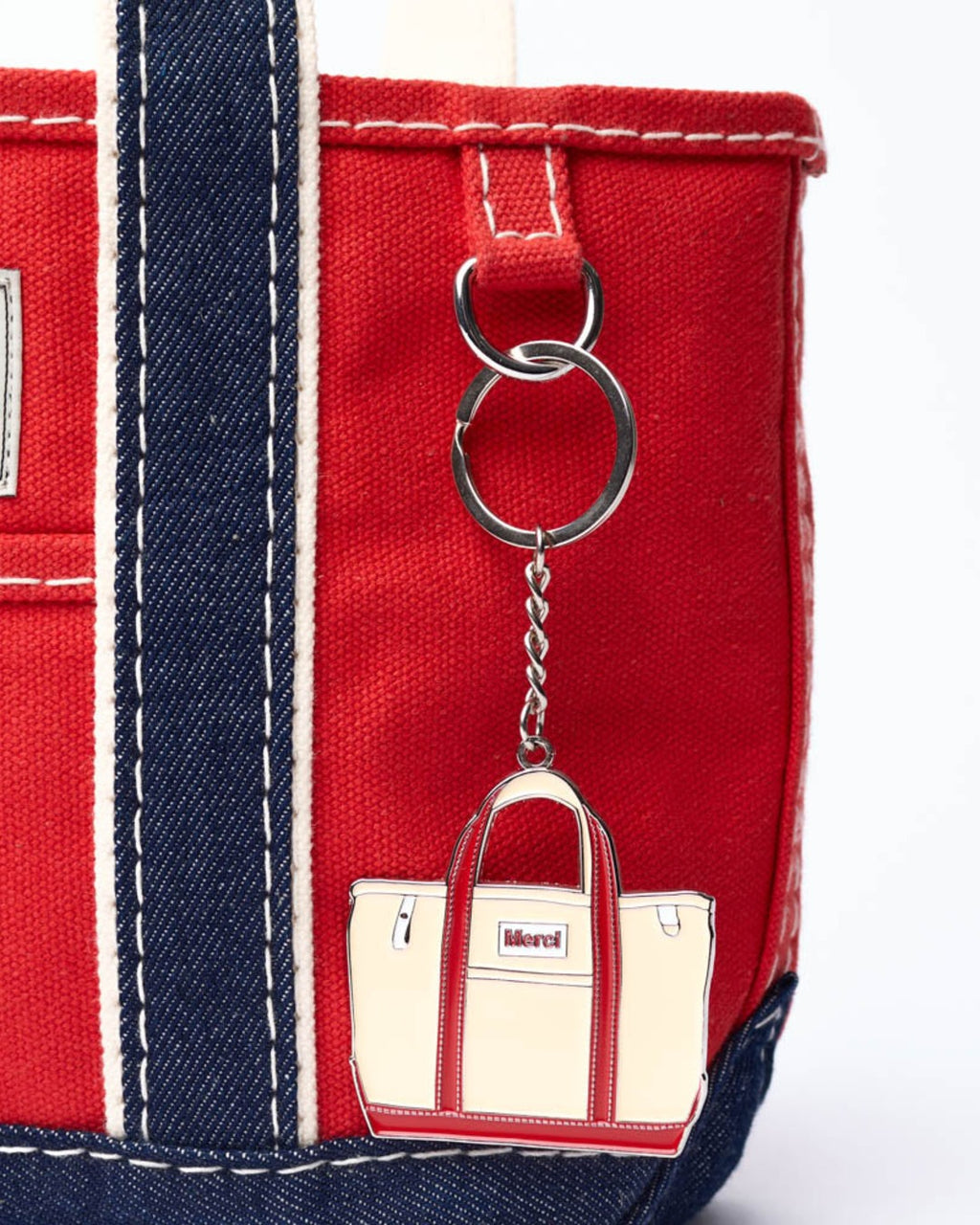 Merci - Cabas Candide Ribbon - Rouge & Denim
