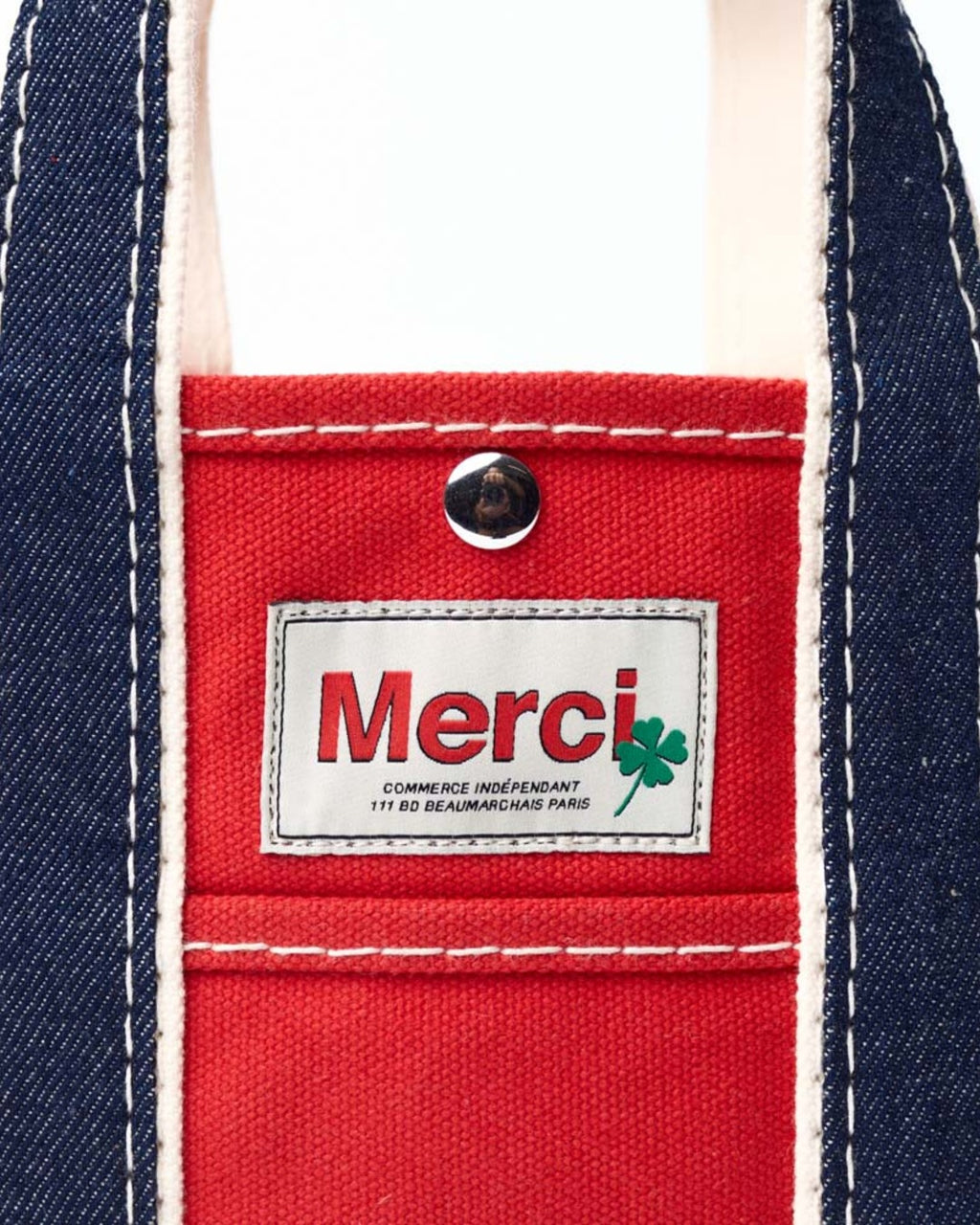 Merci - Cabas Candide Ribbon - Rouge & Denim