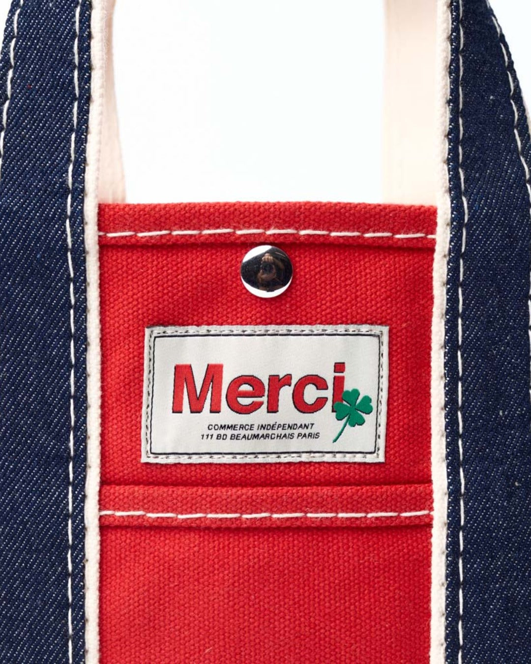 Merci - Cabas Candide Ribbon - Rouge & Denim