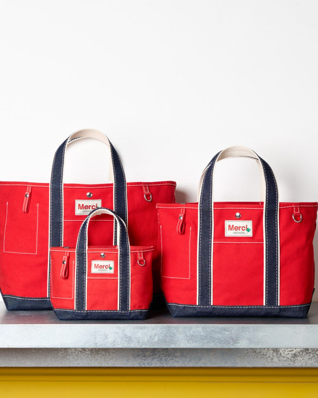 Merci - Cabas Candide Ribbon - Rouge & Denim