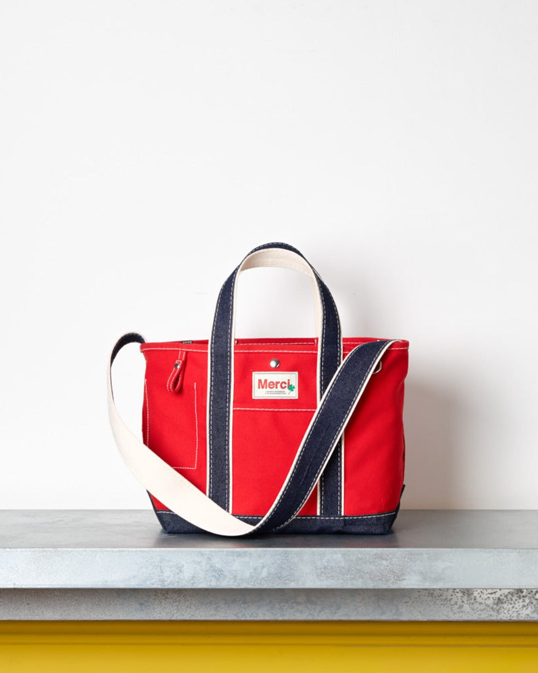 Merci - Cabas Candide Ribbon - Rouge & Denim