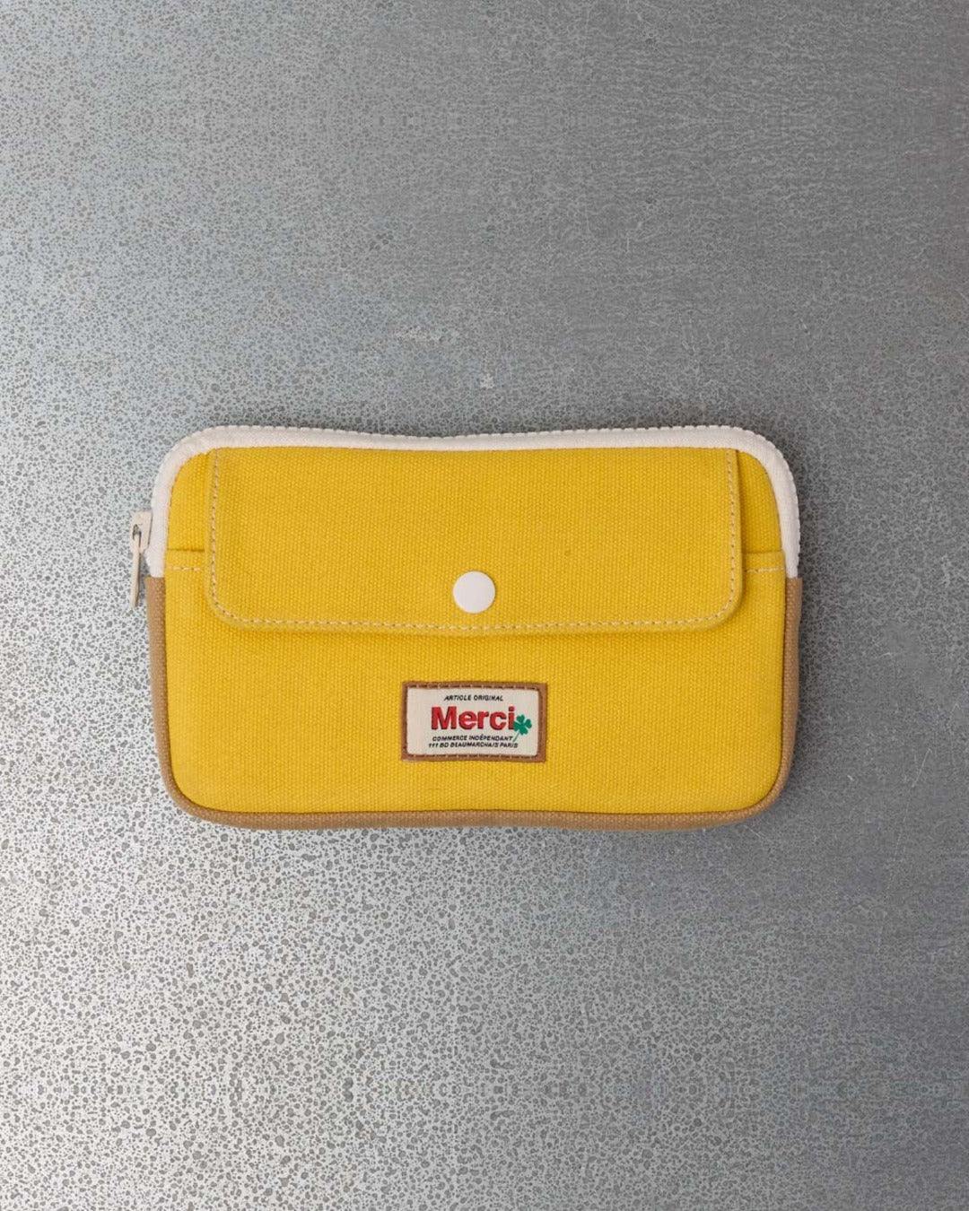 Merci - Porte Monnaie Candide M - Jaune & Beige