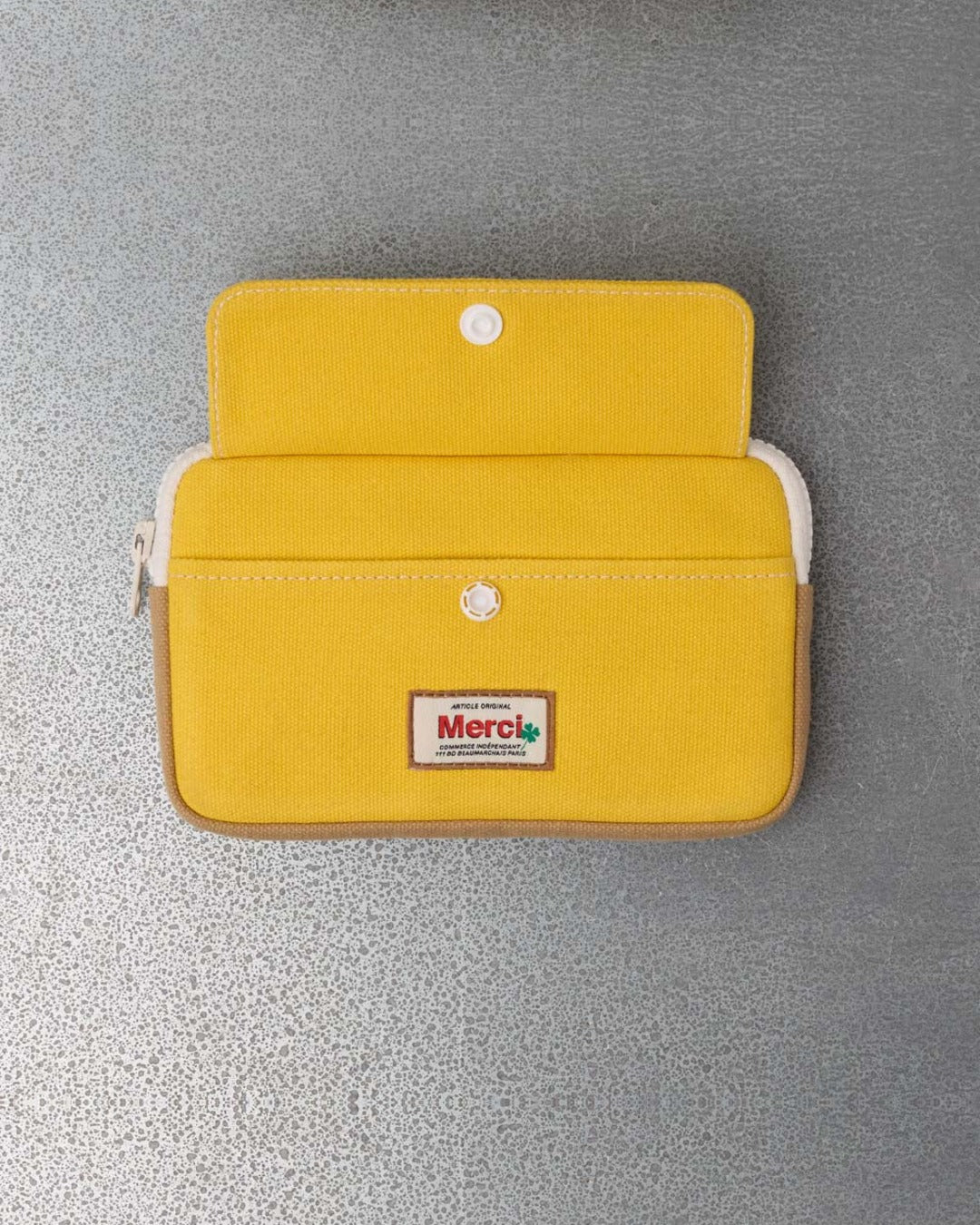 Merci - Porte Monnaie Candide M - Jaune & Beige