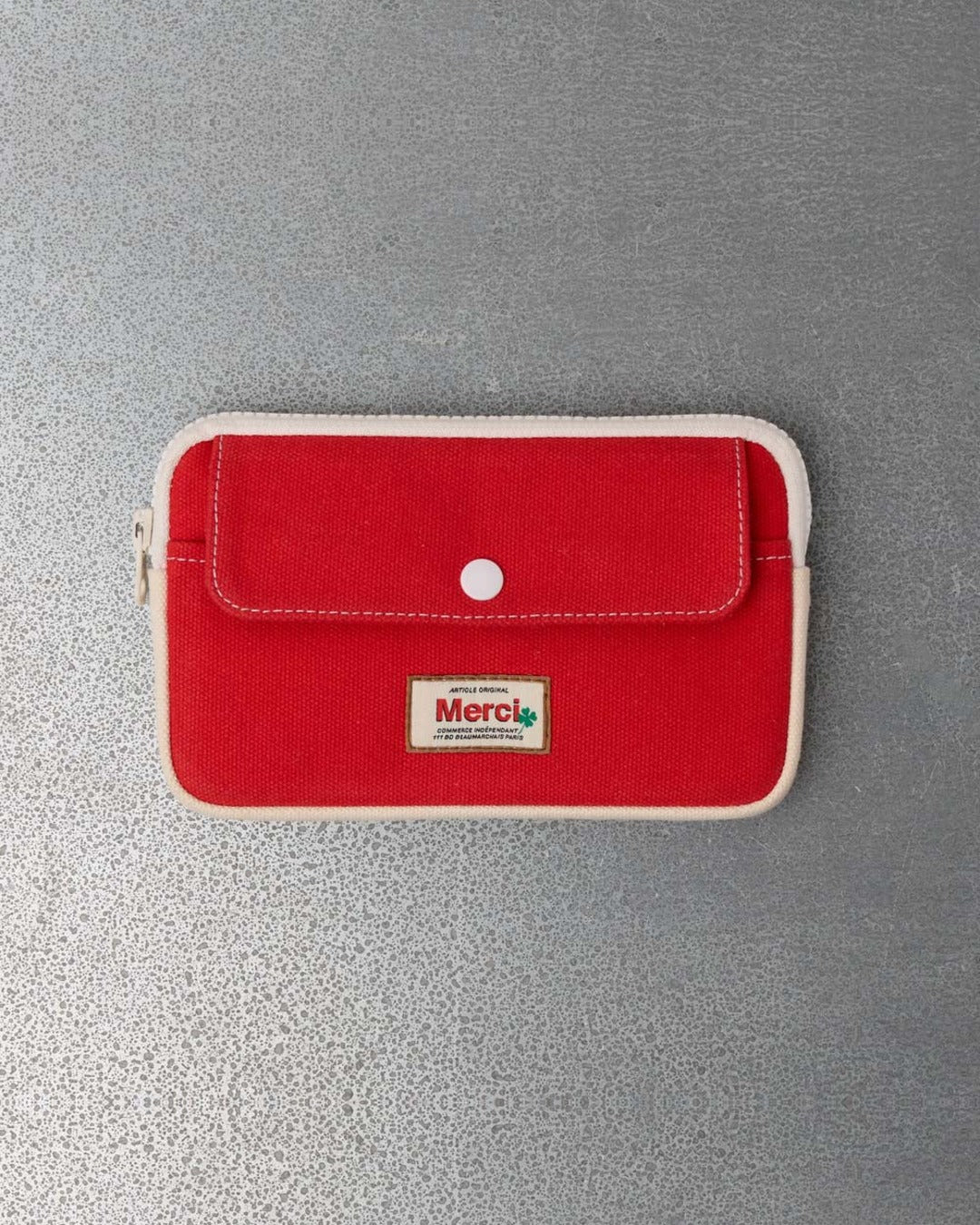 Merci - Porte Monnaie Candide M - Rouge & Ecru