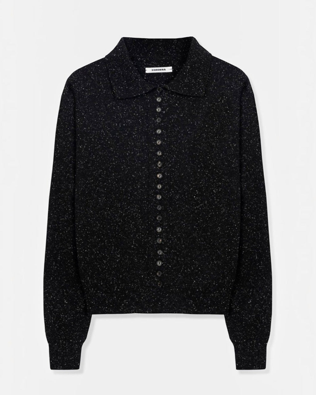 Cordera - Speckled Polo Cardigan - Black