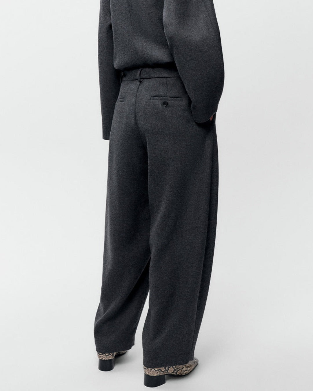 Cordera - Pantalon Cintré En Laine - Anthracite