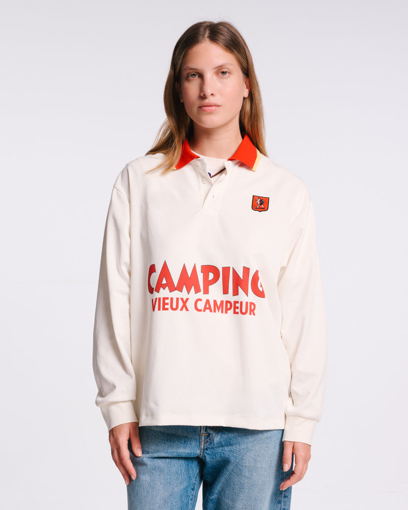 Au Vieux Campeur - Congés Payés - Polo Camping - Blanc & Rouge
