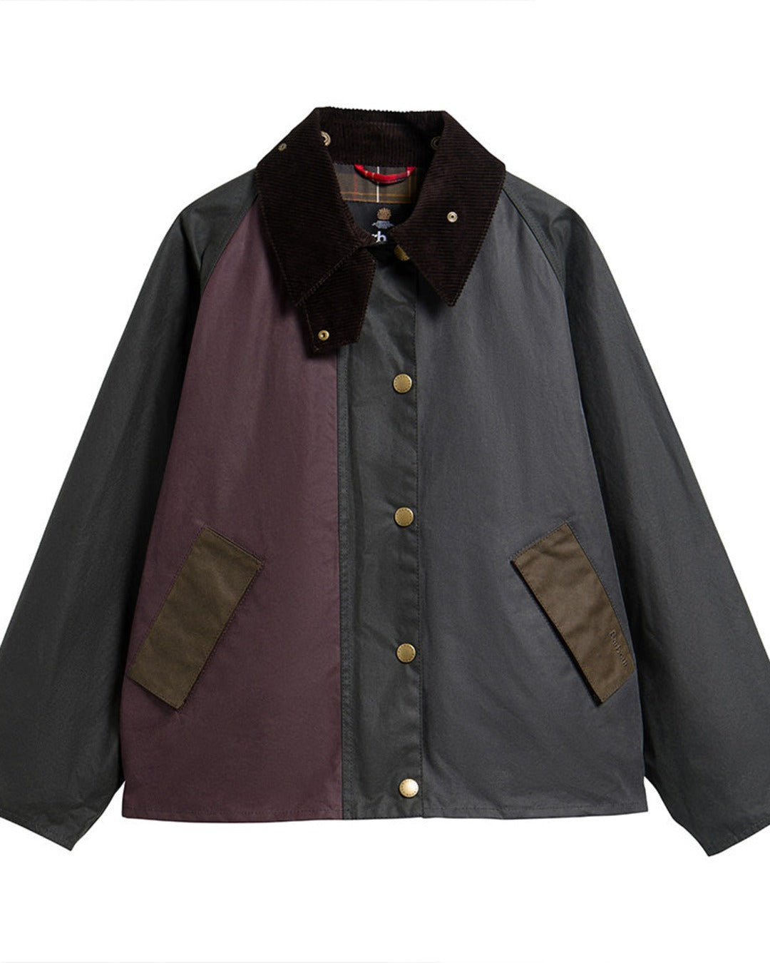 Barbour - Veste Patchwork Transport Wax - Sage & Bordeaux