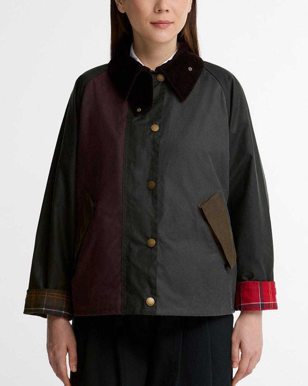 Barbour - Veste Patchwork Transport Wax - Sage & Bordeaux