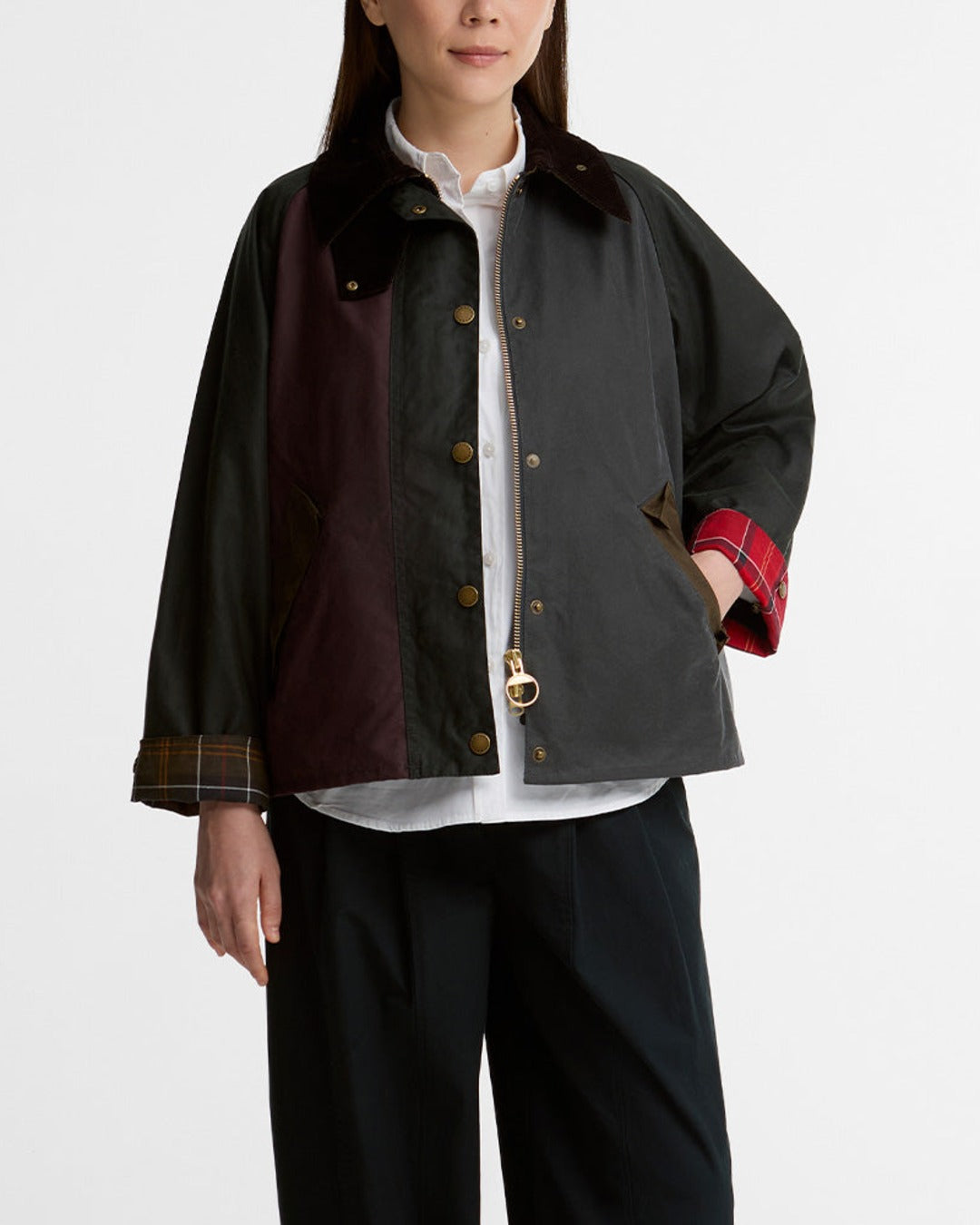 Barbour - Veste Patchwork Transport Wax - Sage & Bordeaux