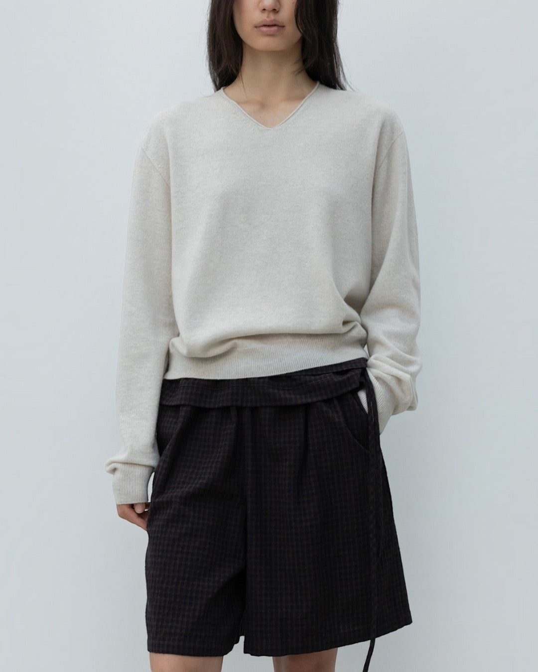 Low Classic - Pull Col V - Ivoire