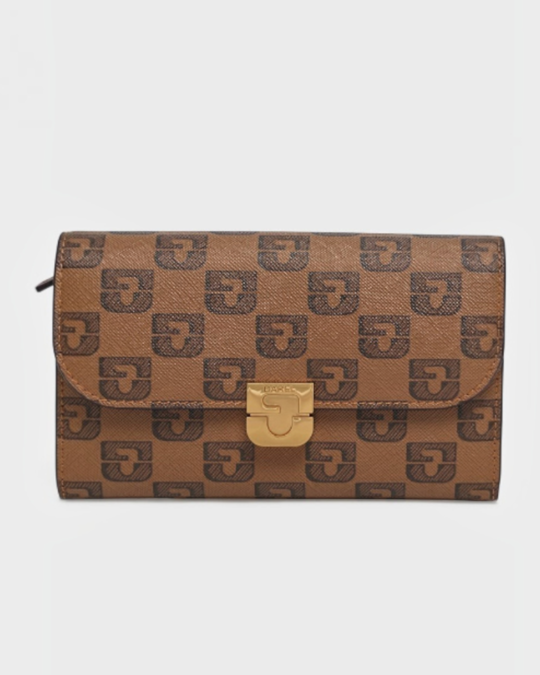 Gerard Darel - Portefeuille En Toile Enduite Monogrammée Et Cuir - Marron