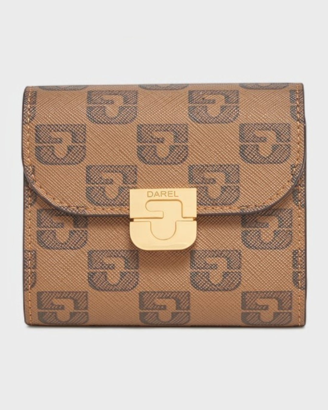 Gerard Darel - Petit Portefeuille En Toile Enduite Monogrammée Et Cuir Mini - Marron