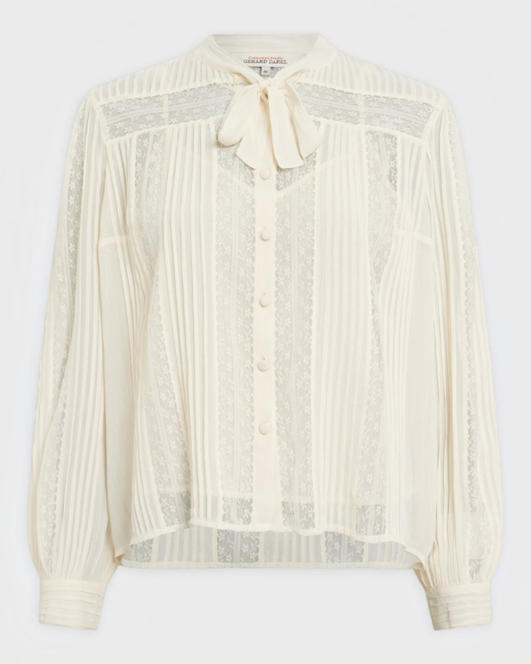 Gerard Darel - Cyrana Lace Shirt With Pussy Collar - White