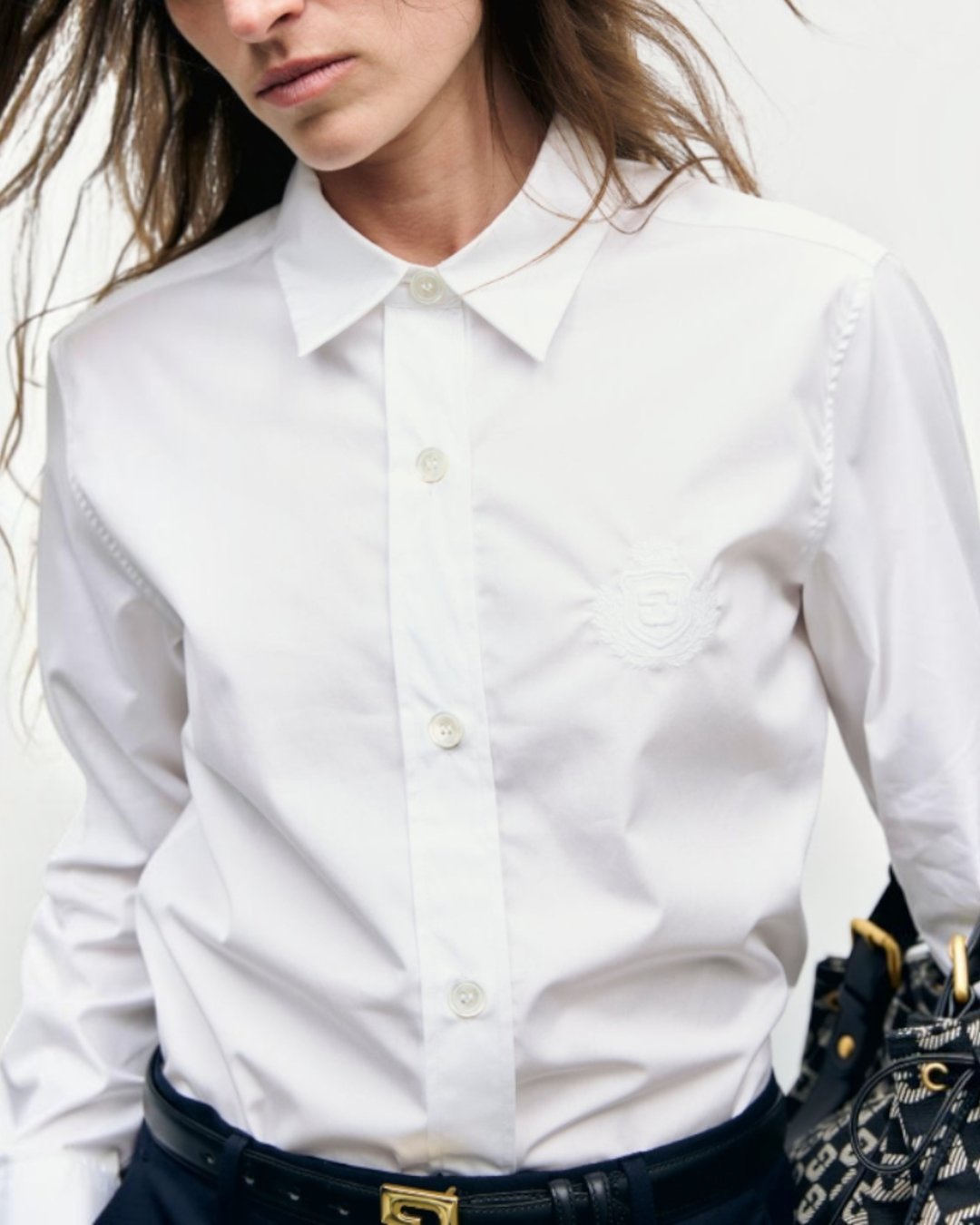 Gerard Darel - Poplin Shirt With Luma Crest - White