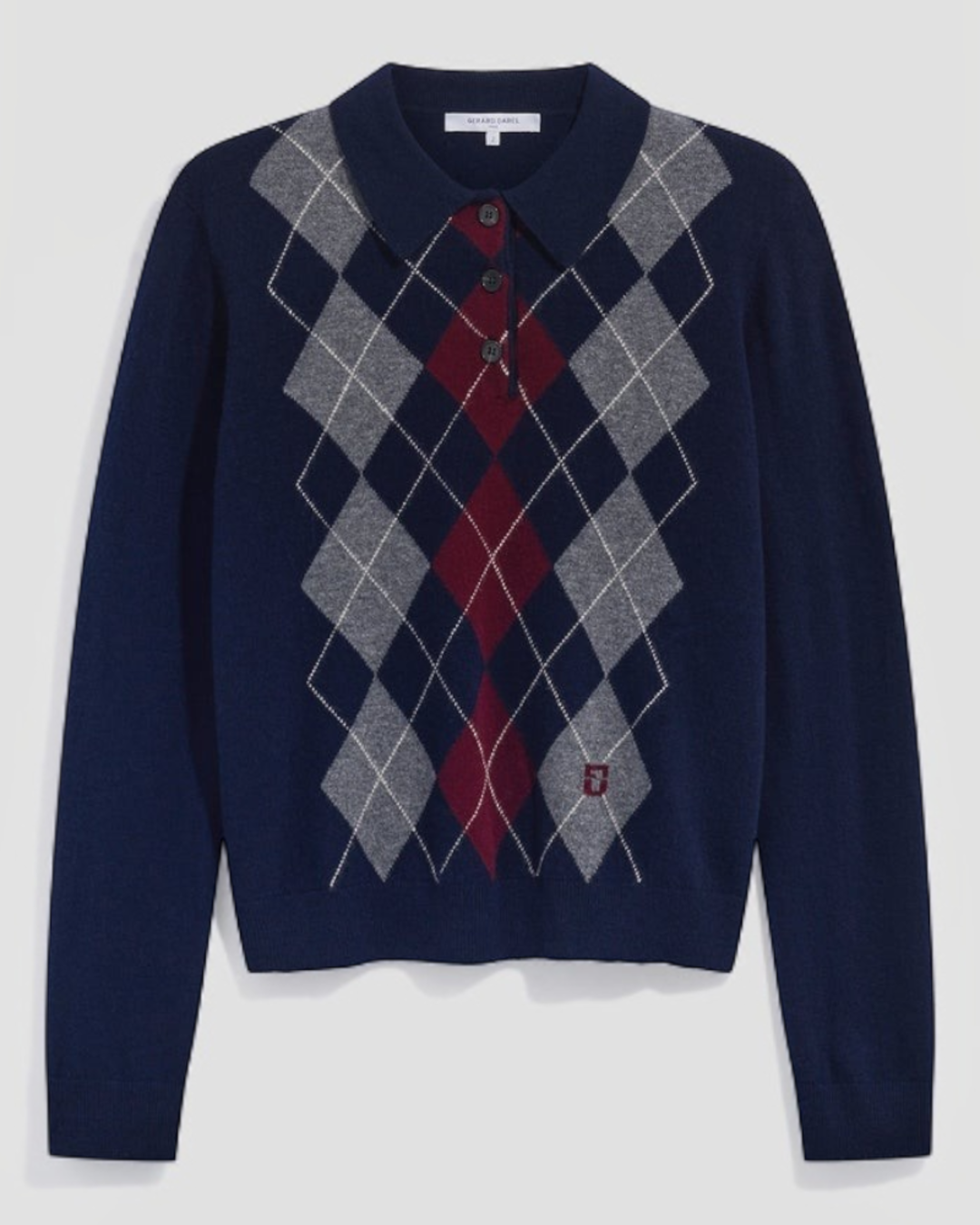 Gerard Darel - Rema Diamond Wool Polo Shirt - Navy