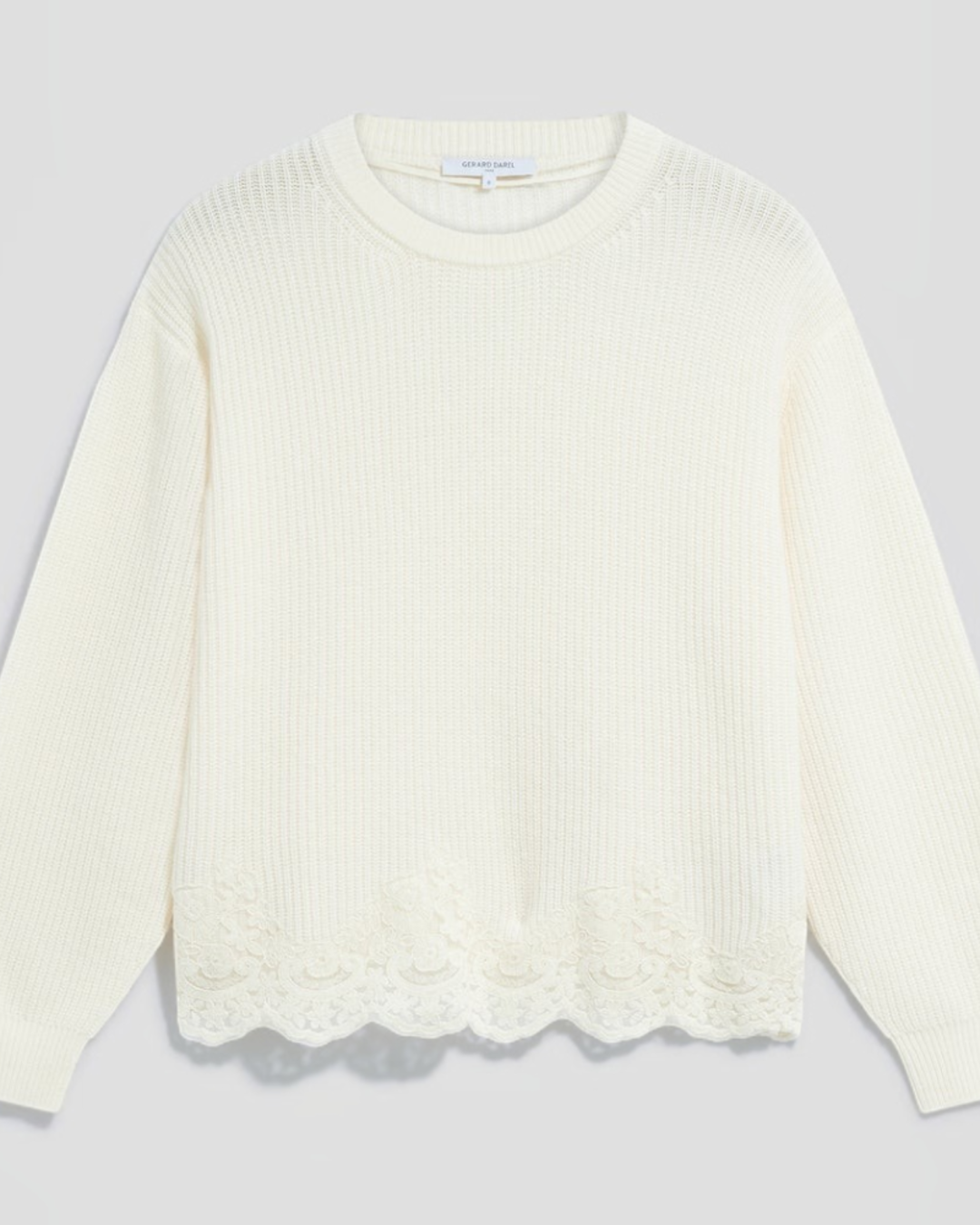 Gerard Darel - Pull Ample En Laine Et Dentelle Riviera - Blanc