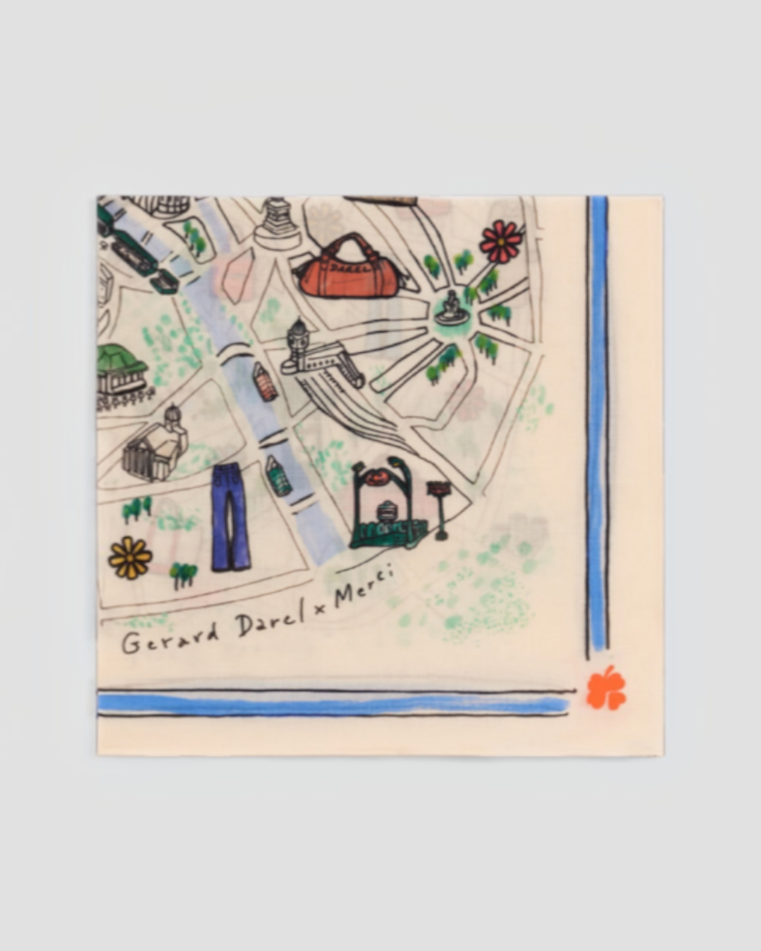 Merci x Gerard Darel - Foulard - Ecru & Bleu Ciel