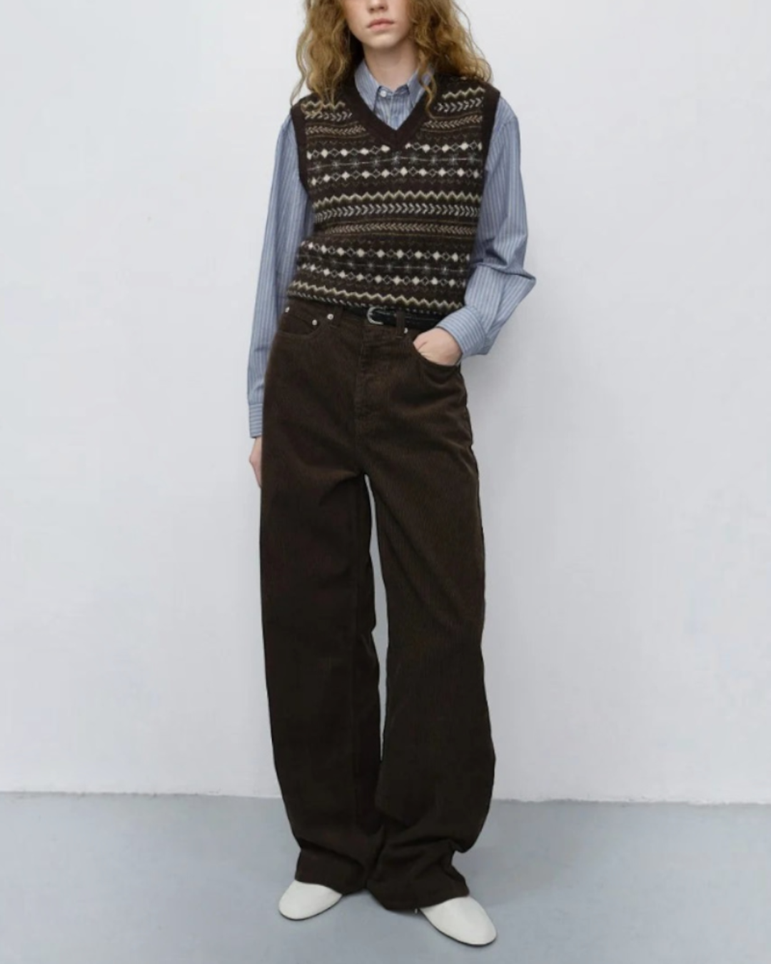 Dunst - Pantalon Large 90S - Velours Marron