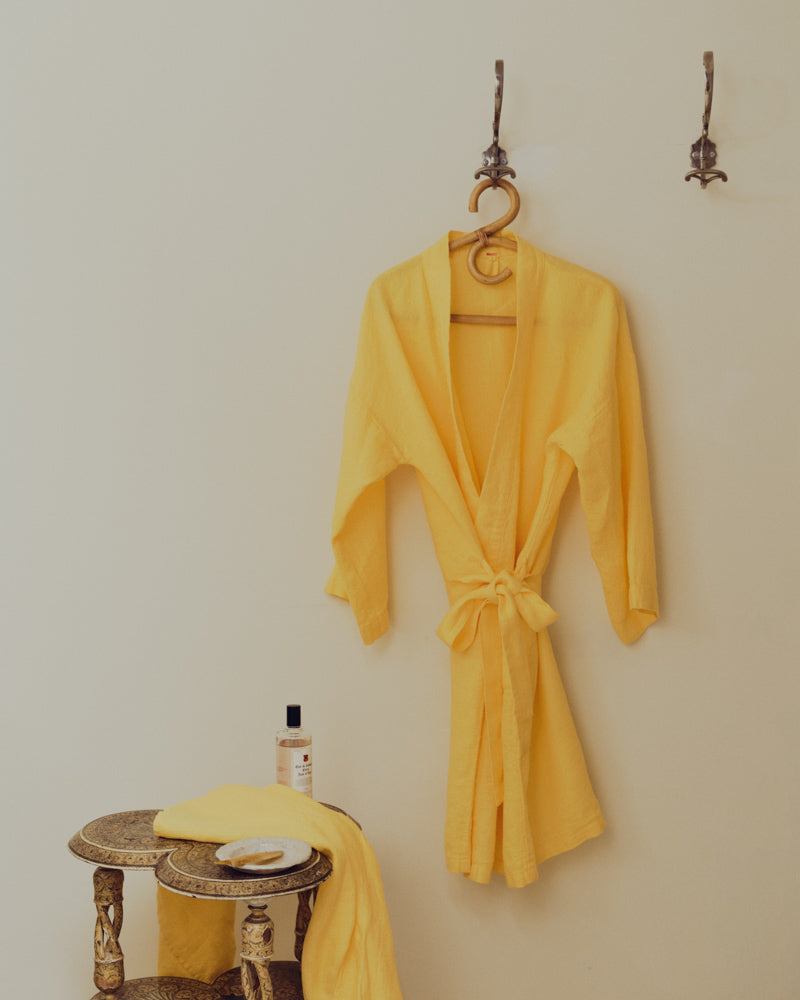 Merci - Linen bathrobe - Lemonade Yellow