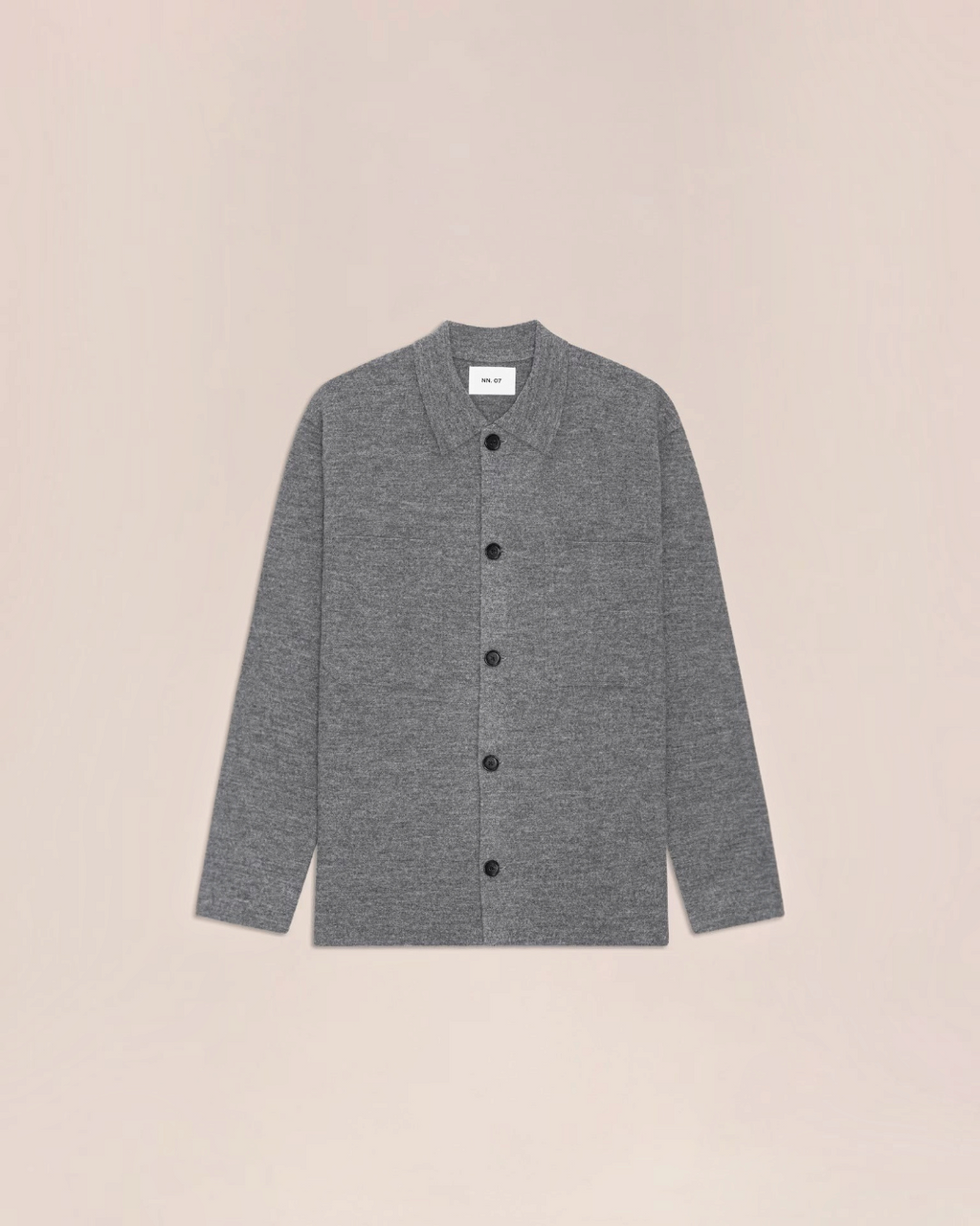 Surchemise Jonas Merci Paris en laine mérinos bouillie grise avec fermeture boutonnée et col classique