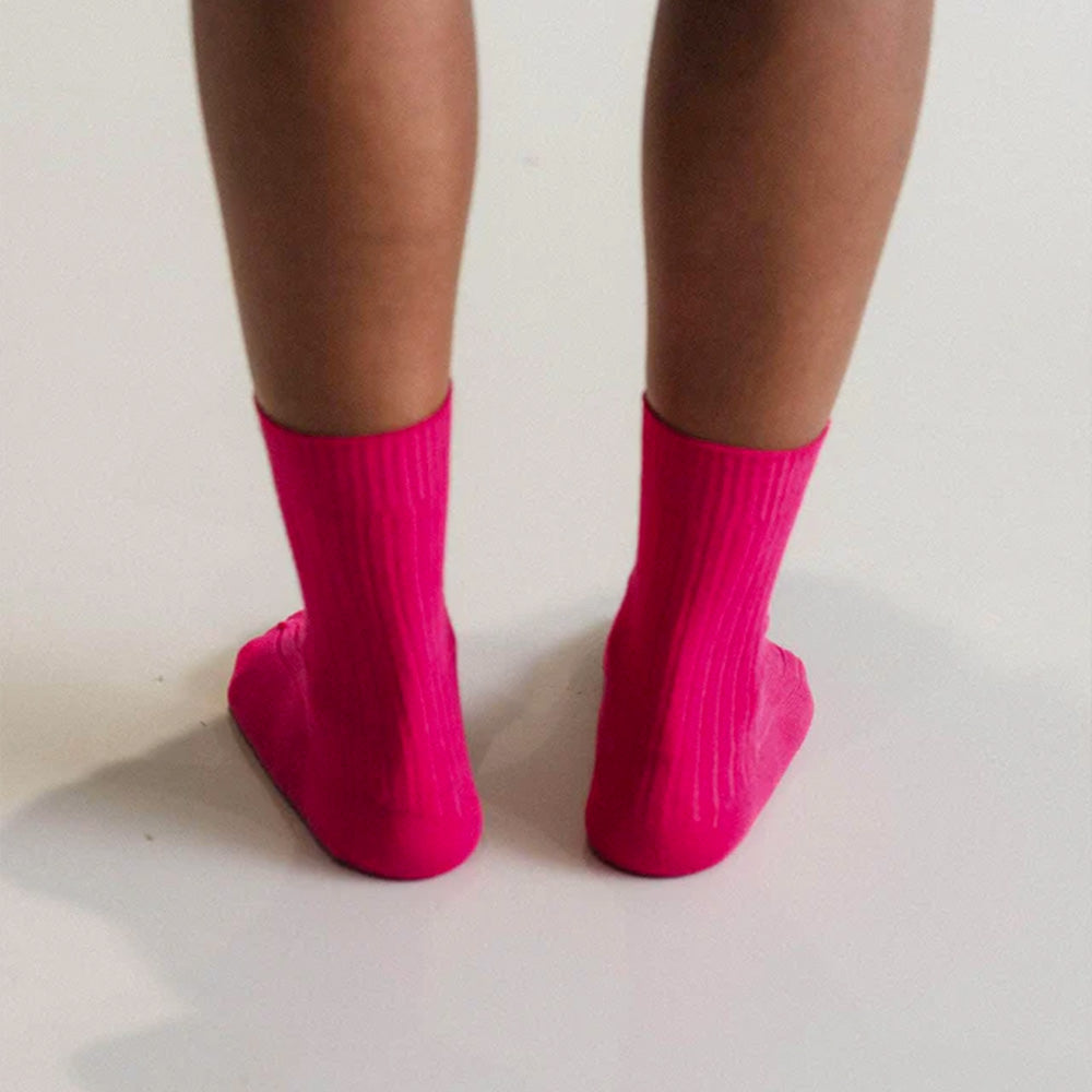Baserange - Chaussettes Mi-Hautes Côtelées - Rose Ovid
