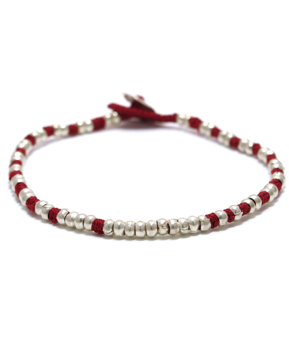 Mikia - Bracelet Silver Beads - Rouge