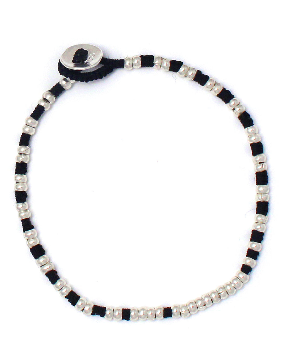 Mikia - Bracelet Silver Beads - Noir
