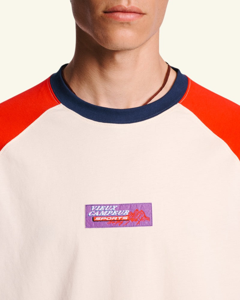 Au Vieux Campeur - Paid Holidays - Jace T-shirt - Ecru Red & Bleu