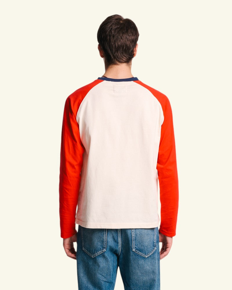 Au Vieux Campeur - Paid Holidays - Jace T-shirt - Ecru Red & Bleu