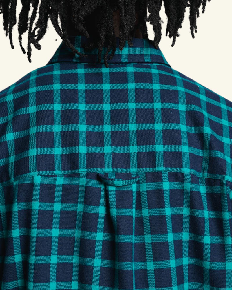 Au Vieux Campeur - Congés Payés - Chemise Elmer Flanelle - Marine & Vert d'eau