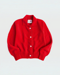 Cardigan rouge Merci Paris Howlin' en laine d'agneau fine avec col polo et boutons en nacre