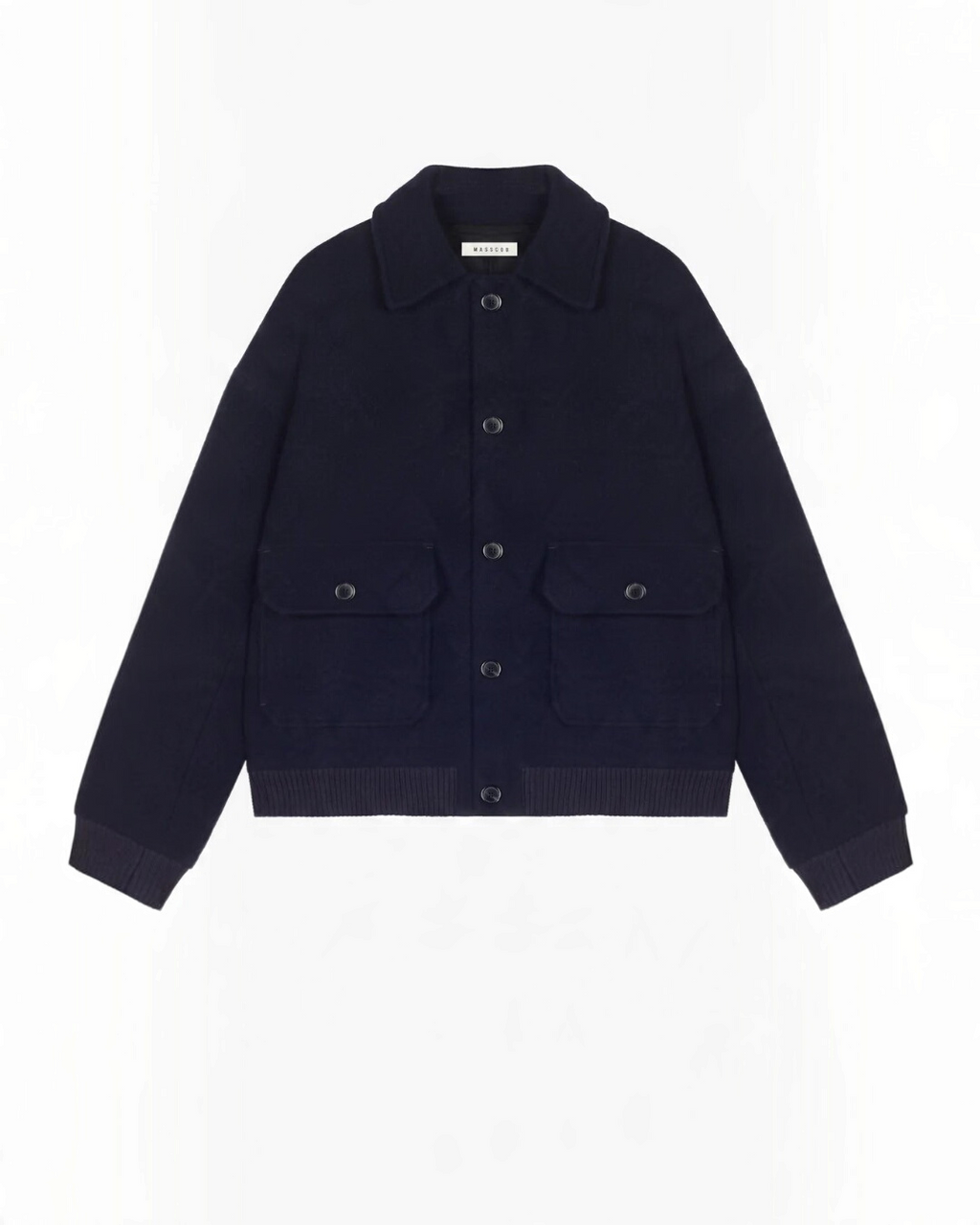 Veste bomber Merci Paris Masscob Cleo bleu marine en coton avec poches plaquées et finitions côtelées