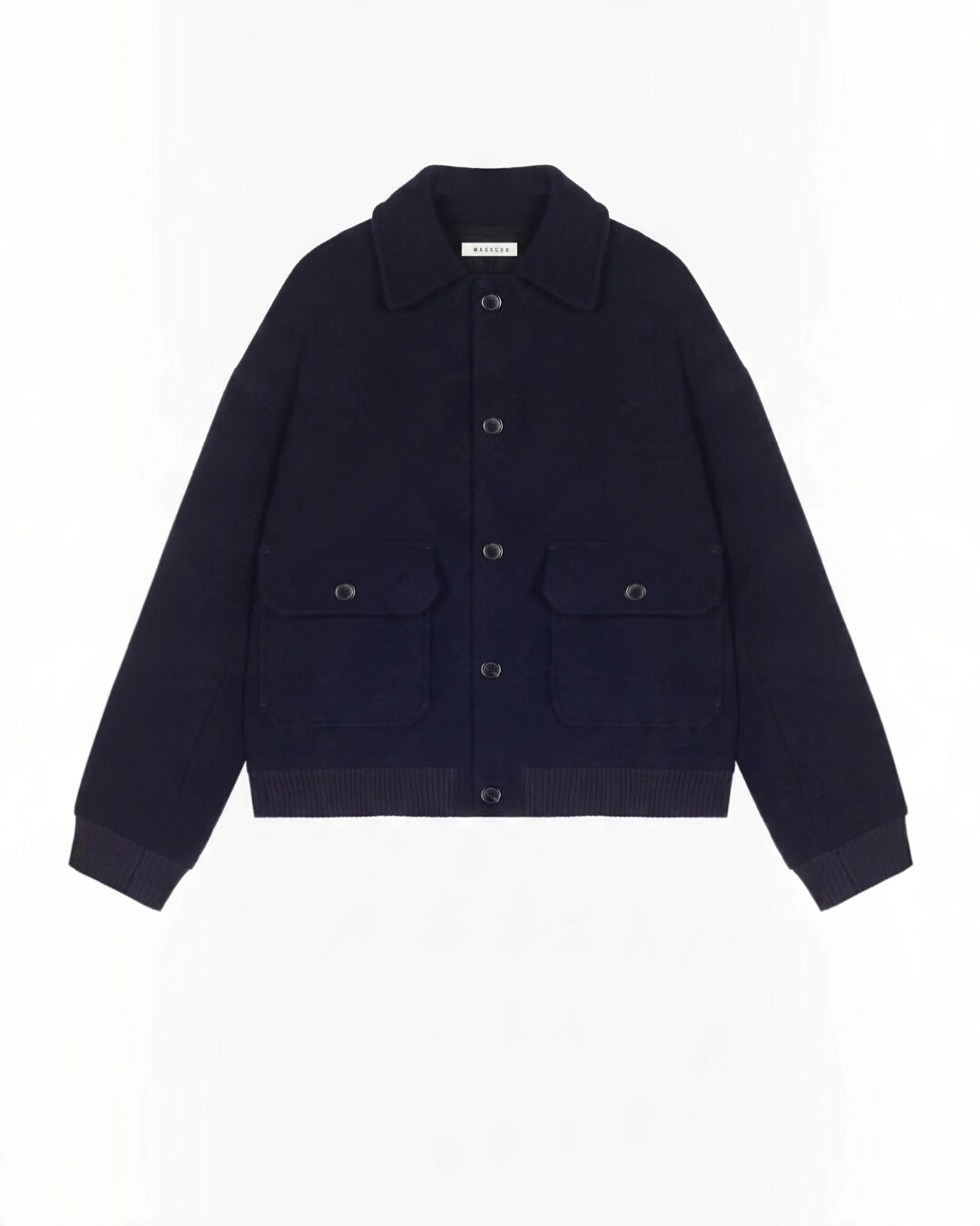 Veste bomber Merci Paris Masscob Cleo bleu marine en coton avec poches plaquées et finitions côtelées