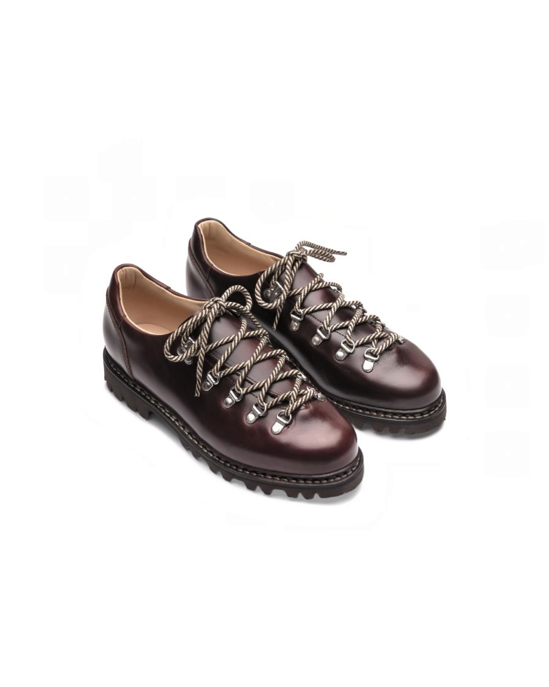 Derbies Paraboot Clusaz marron en cuir lisse avec lacets de randonnée, vendues par Merci Paris